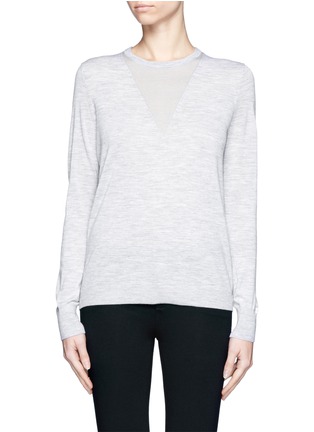Main View - Click To Enlarge - THEORY - Contrast knit wool-blend round neck sweater