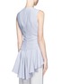 Back View - Click To Enlarge - ALEXANDER MCQUEEN - Pleated high-low hem crepe sleeveless top
