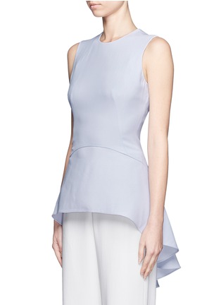 Front View - Click To Enlarge - ALEXANDER MCQUEEN - Pleated high-low hem crepe sleeveless top