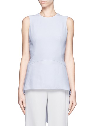 Main View - Click To Enlarge - ALEXANDER MCQUEEN - Pleated high-low hem crepe sleeveless top