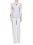 Figure View - Click To Enlarge - ALEXANDER MCQUEEN - Pleated high-low hem crepe sleeveless top