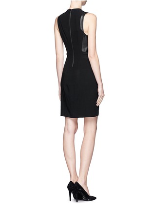 Back View - Click To Enlarge - HELMUT LANG - Leather panel cowl neck dress