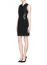 Front View - Click To Enlarge - HELMUT LANG - Leather panel cowl neck dress