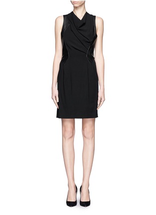 Main View - Click To Enlarge - HELMUT LANG - Leather panel cowl neck dress