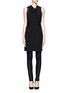 Figure View - Click To Enlarge - HELMUT LANG - Leather panel cowl neck dress