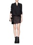 Figure View - Click To Enlarge - HELMUT LANG - Jacquard panels A-line leather skirt