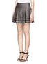 Front View - Click To Enlarge - DIANE VON FURSTENBERG - Lace insert pleated tweed mini skirt