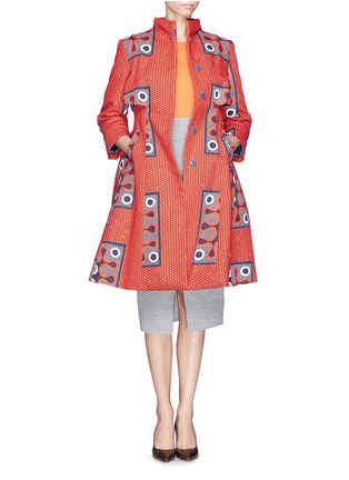 Detail View - Click To Enlarge - STELLA JEAN - Honeycomb print padded long coat