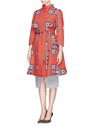 Front View - Click To Enlarge - STELLA JEAN - Honeycomb print padded long coat