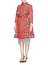 Front View - Click To Enlarge - STELLA JEAN - Honeycomb print padded long coat