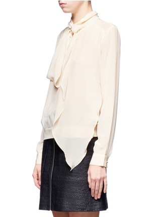 Front View - Click To Enlarge - MO&CO. EDITION 10 - Scarf-front silk-chiffon blouse