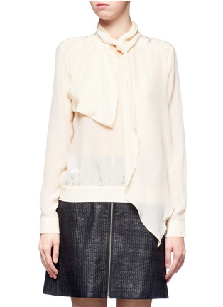 Main View - Click To Enlarge - MO&CO. EDITION 10 - Scarf-front silk-chiffon blouse