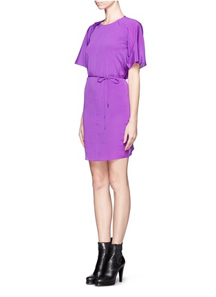 Front View - Click To Enlarge - MO&CO. EDITION 10 - Cape sleeve silk blend dress