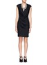 Front View - Click To Enlarge - HELMUT LANG - Draped front cap sleeve dress