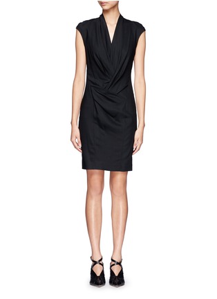 Main View - Click To Enlarge - HELMUT LANG - Draped front cap sleeve dress