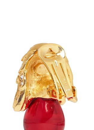 Detail View - Click To Enlarge - KENNETH JAY LANE - Gold plated crystal pavé resin drop clip earrings