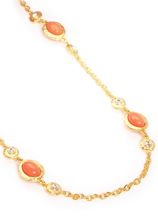 Detail View - Click To Enlarge - KENNETH JAY LANE - Resin bead glass crystal gold plated chain necklace
