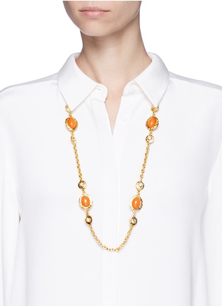 Figure View - Click To Enlarge - KENNETH JAY LANE - Resin bead glass crystal gold plated chain necklace