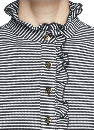 Detail View - Click To Enlarge - TORY BURCH - 'Lidia' pinstripe ruffle polo shirt