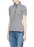 Front View - Click To Enlarge - TORY BURCH - 'Lidia' pinstripe ruffle polo shirt