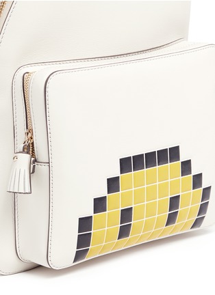 Detail View - Click To Enlarge - ANYA HINDMARCH - 'Pixel Smiley Mini' embossed leather backpack