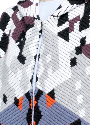 Detail View - Click To Enlarge - PETER PILOTTO - Hooded diamond pattern ottoman knit cape