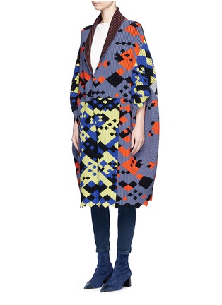 Front View - Click To Enlarge - PETER PILOTTO - Diamond pattern ottoman knit wrap