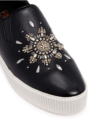 Detail View - Click To Enlarge - ASH - 'Kristal' floral stud leather flatform sneakers