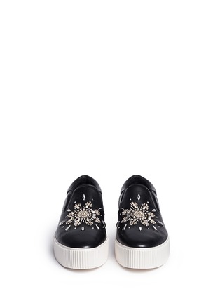 Front View - Click To Enlarge - ASH - 'Kristal' floral stud leather flatform sneakers