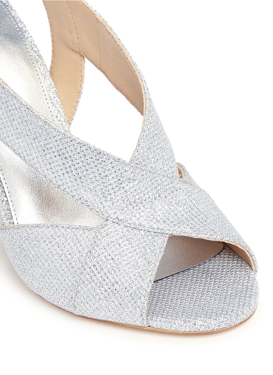 MICHAEL KORS 'Becky' metallic glitter lamé slingback sandals