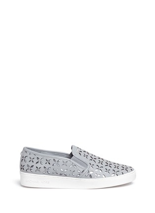 Main View - Click To Enlarge - MICHAEL KORS - 'Keaton' perforated floral leather slip-ons