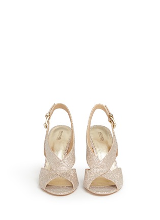 Front View - Click To Enlarge - MICHAEL KORS - 'Becky' metallic glitter lamé slingback sandals