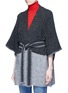 Front View - Click To Enlarge - ALICE & OLIVIA - 'Rikkie' chevron trim wool blend poncho