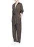 Figure View - Click To Enlarge - HELMUT LANG - Tie waist utility cotton twill jumpsuit