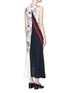 Back View - Click To Enlarge - STELLA MCCARTNEY - 'Ilona' stripe cat print asymmetric silk dress