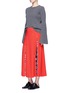 Figure View - Click To Enlarge - EMILIO PUCCI - 'Cady' check star print pleated maxi skirt