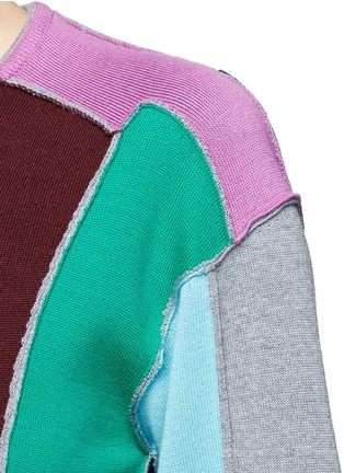 Detail View - Click To Enlarge - PORTS 1961 - Split colourbock patchwork knit sweater