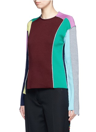 Front View - Click To Enlarge - PORTS 1961 - Split colourbock patchwork knit sweater