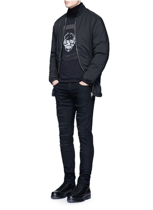 Figure View - Click To Enlarge - ALEXANDER MCQUEEN - Skull print satin patch long sleeve T-shirt
