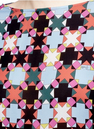 Detail View - Click To Enlarge - EMILIO PUCCI - Stripe cuff Monreale check star print georgette top