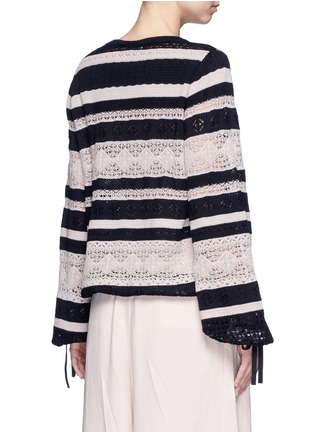Back View - Click To Enlarge - CHLOÉ - Drawstring waist stripe crochet knit sweater