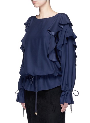 Front View - Click To Enlarge - LANVIN - Drawstring waist ruffle silk top