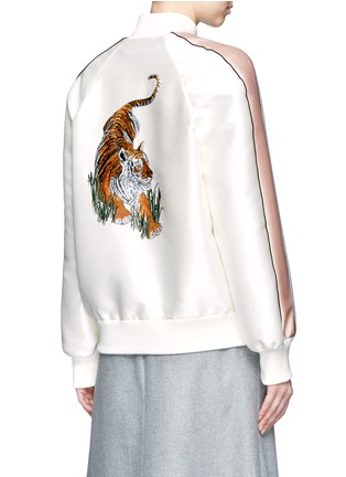 Back View - Click To Enlarge - STELLA MCCARTNEY - Tiger embroidery duchesse satin bomber jacket