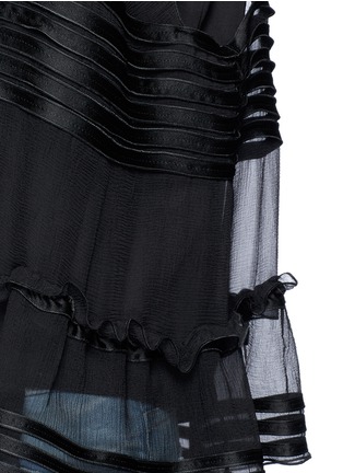 Detail View - Click To Enlarge - CHLOÉ - Satin stripe silk crépon ruffle sleeveless top