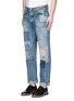 Front View - Click To Enlarge - FDMTL - 'Origin Case Study 24' sashiko boro patchwork jeans