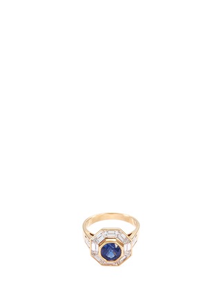 Main View - Click To Enlarge - MELLERIO - Diamond sapphire 18k yellow gold octagon ring