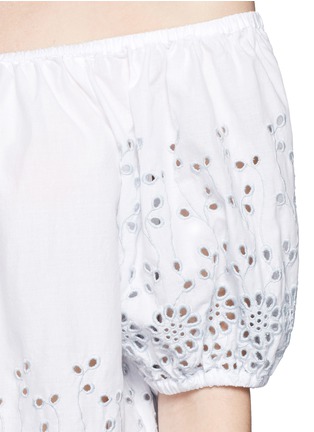 Detail View - Click To Enlarge - SEE BY CHLOÉ - Floral eyelet off-shoulder poplin top