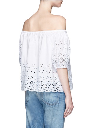 Back View - Click To Enlarge - SEE BY CHLOÉ - Floral eyelet off-shoulder poplin top