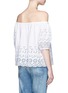 Back View - Click To Enlarge - SEE BY CHLOÉ - Floral eyelet off-shoulder poplin top