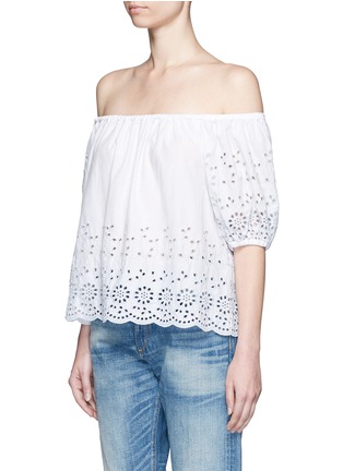 Front View - Click To Enlarge - SEE BY CHLOÉ - Floral eyelet off-shoulder poplin top